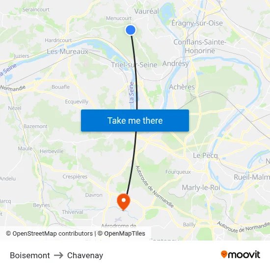 Boisemont to Chavenay map