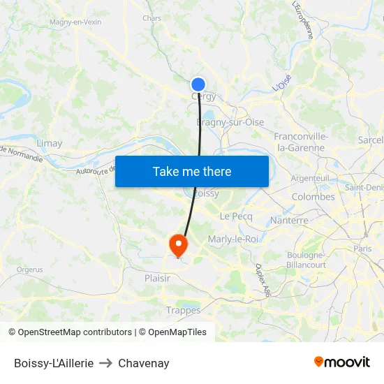 Boissy-L'Aillerie to Chavenay map