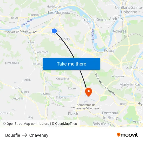 Bouafle to Chavenay map