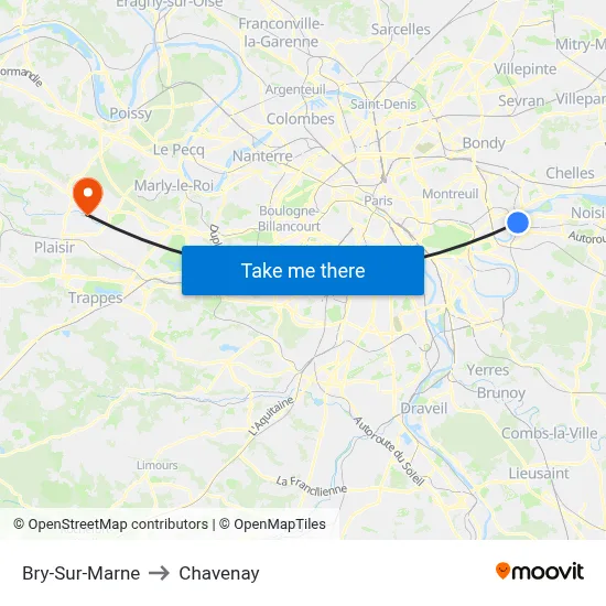 Bry-Sur-Marne to Chavenay map