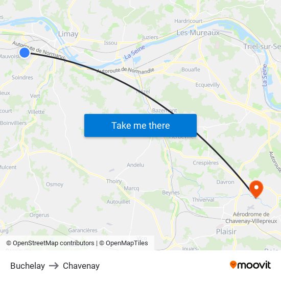 Buchelay to Chavenay map
