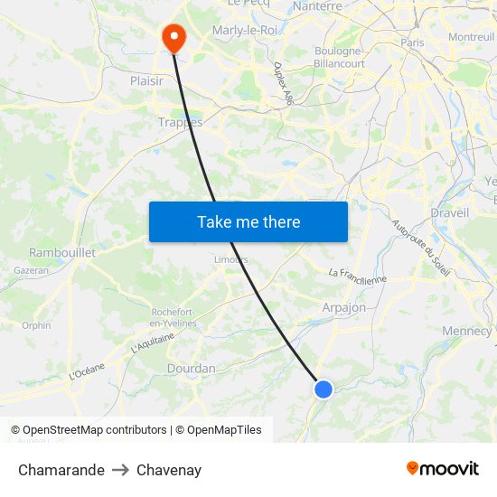 Chamarande to Chavenay map