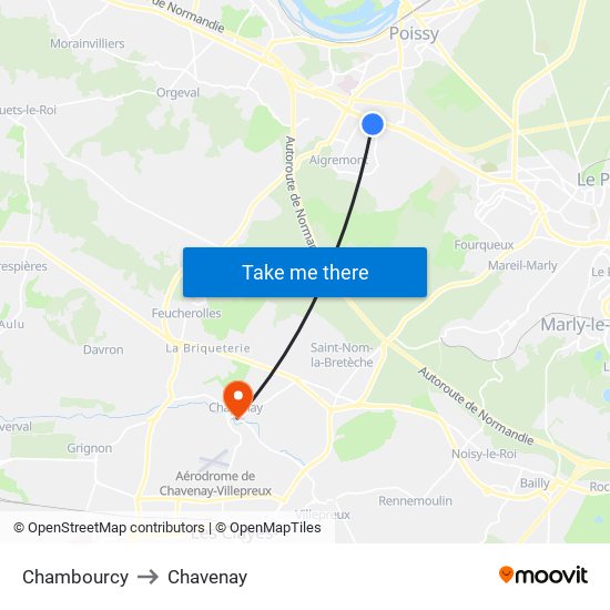 Chambourcy to Chavenay map