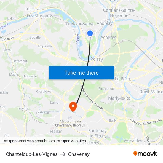 Chanteloup-Les-Vignes to Chavenay map