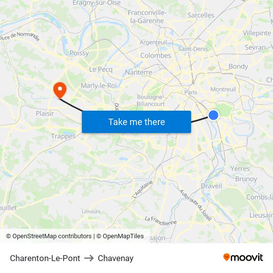 Charenton-Le-Pont to Chavenay map