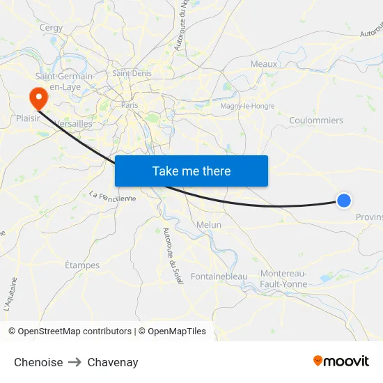 Chenoise to Chavenay map