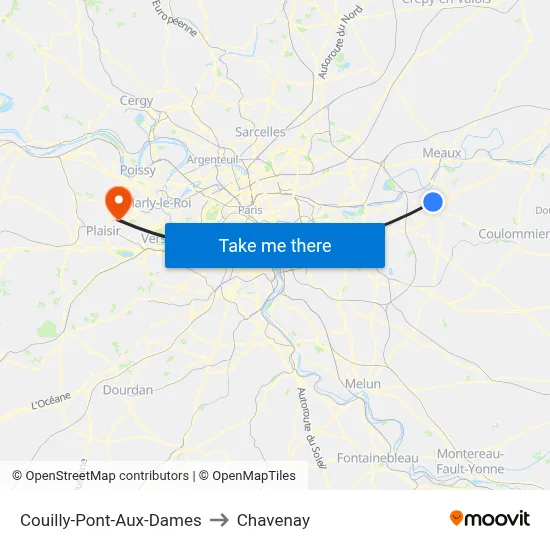 Couilly-Pont-Aux-Dames to Chavenay map