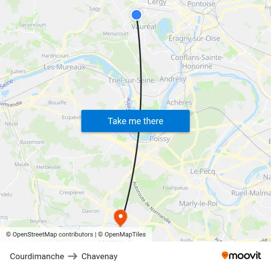 Courdimanche to Chavenay map