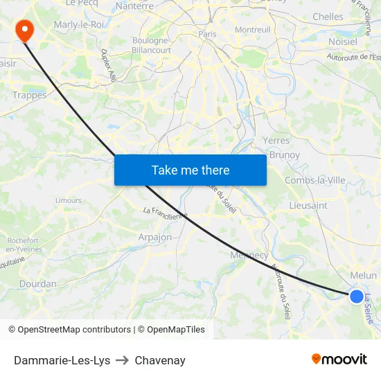 Dammarie-Les-Lys to Chavenay map