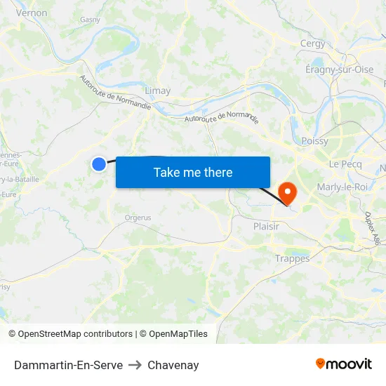 Dammartin-En-Serve to Chavenay map