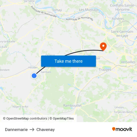 Dannemarie to Chavenay map