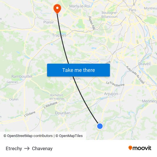 Etrechy to Chavenay map