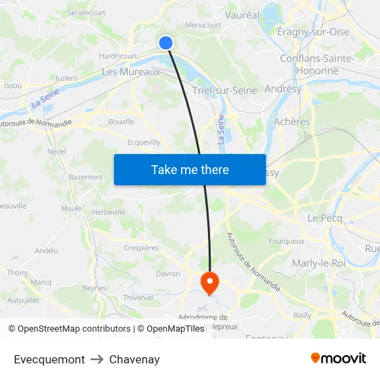 Evecquemont to Chavenay map
