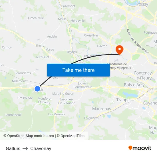Galluis to Chavenay map