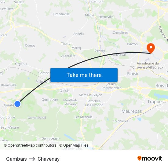 Gambais to Chavenay map