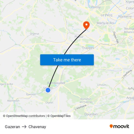 Gazeran to Chavenay map