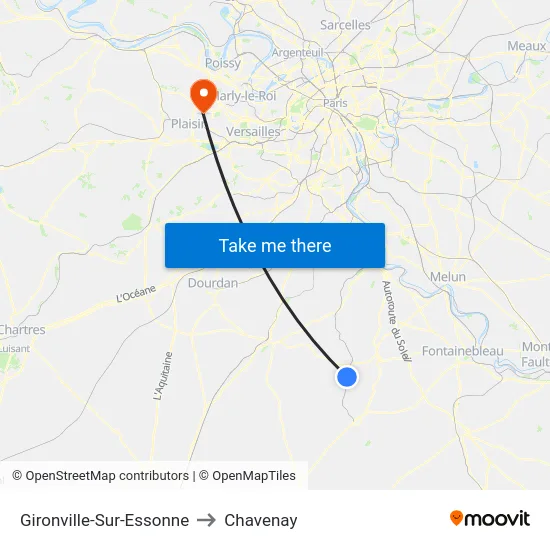 Gironville-Sur-Essonne to Chavenay map
