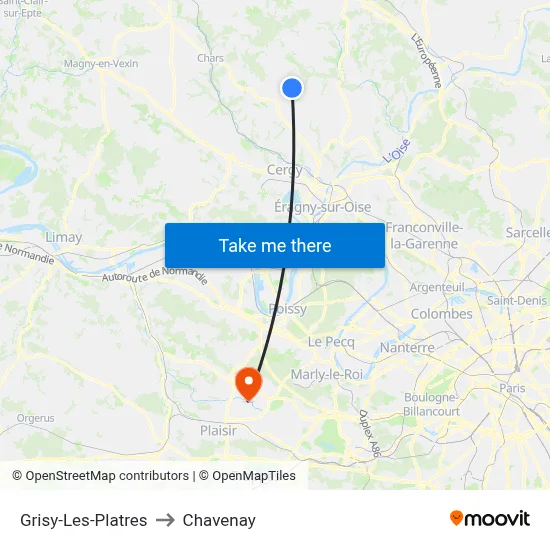 Grisy-Les-Platres to Chavenay map