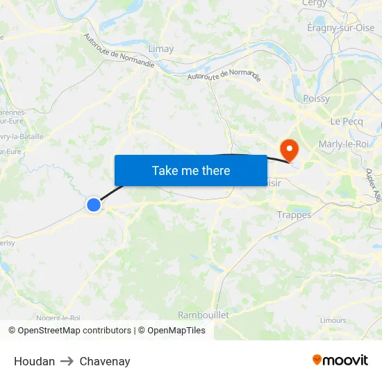 Houdan to Chavenay map