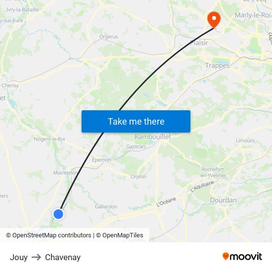 Jouy to Chavenay map