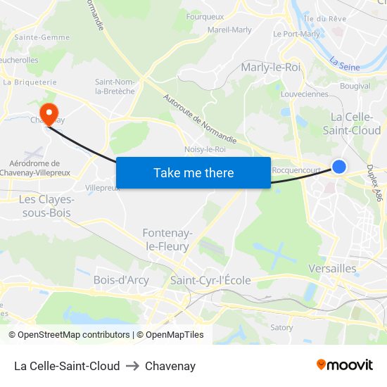 La Celle-Saint-Cloud to Chavenay map