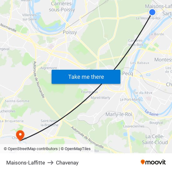 Maisons-Laffitte to Chavenay map