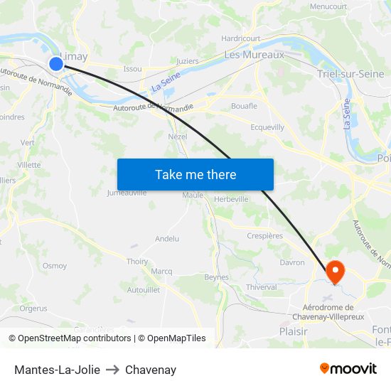 Mantes-La-Jolie to Chavenay map