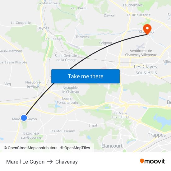 Mareil-Le-Guyon to Chavenay map