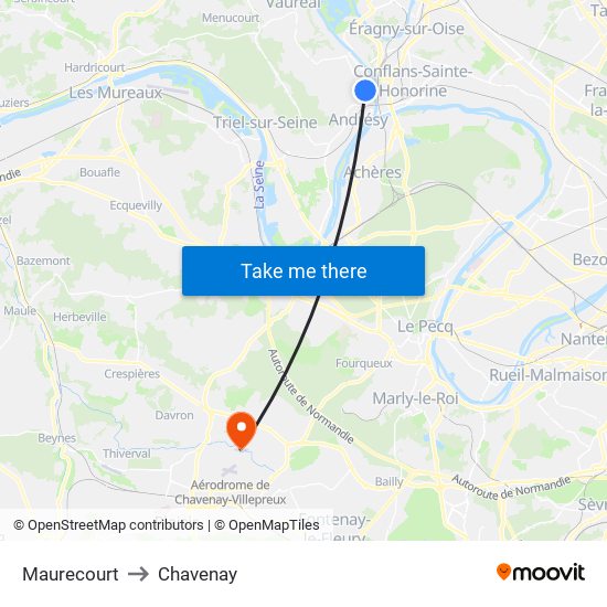 Maurecourt to Chavenay map