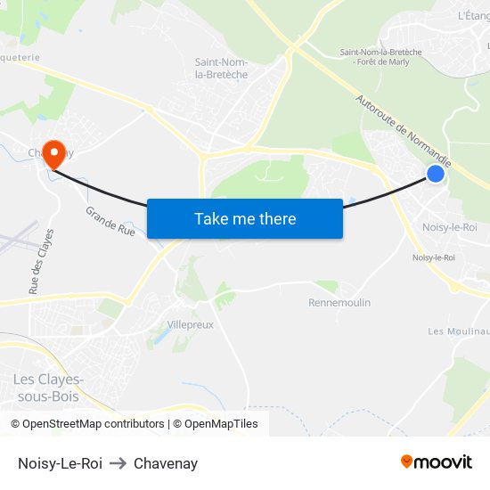 Noisy-Le-Roi to Chavenay map
