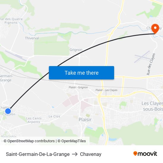 Saint-Germain-De-La-Grange to Chavenay map