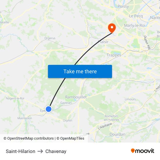 Saint-Hilarion to Chavenay map