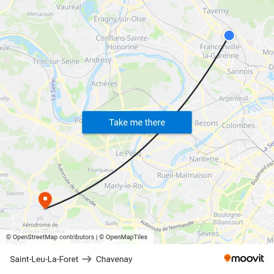 Saint-Leu-La-Foret to Chavenay map