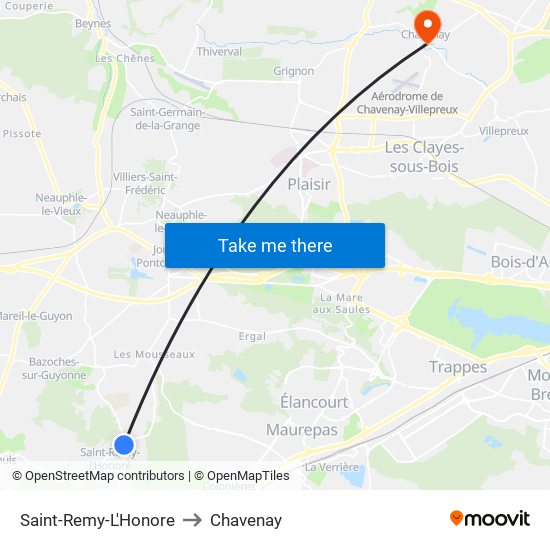 Saint-Remy-L'Honore to Chavenay map