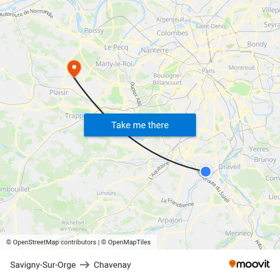 Savigny-Sur-Orge to Chavenay map