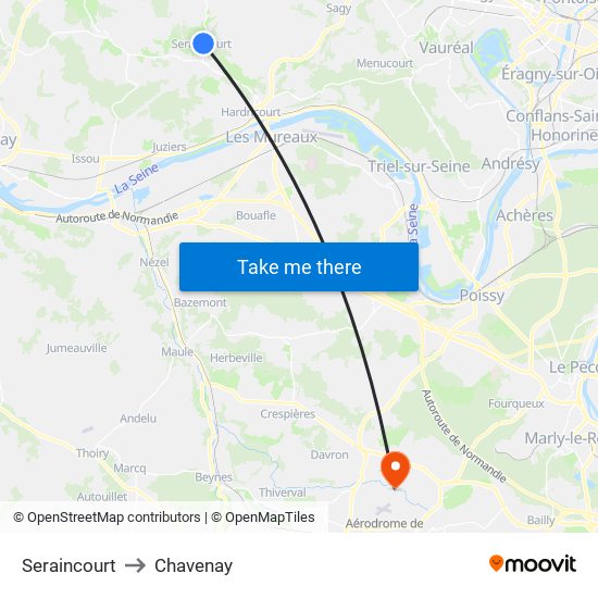 Seraincourt to Chavenay map