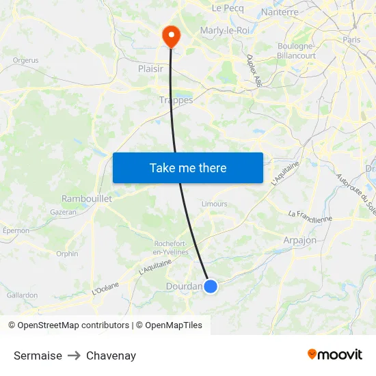 Sermaise to Chavenay map