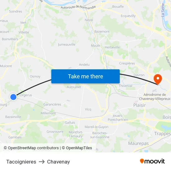 Tacoignieres to Chavenay map