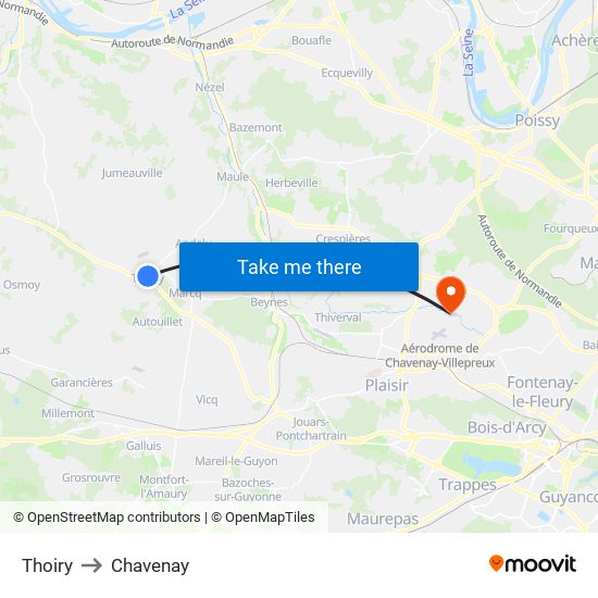 Thoiry to Chavenay map
