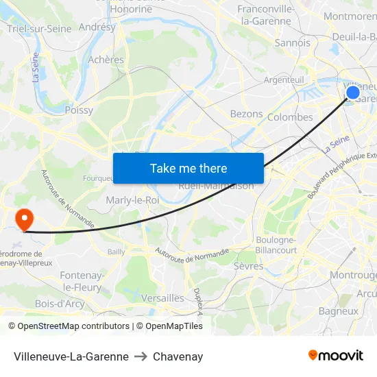 Villeneuve-La-Garenne to Chavenay map