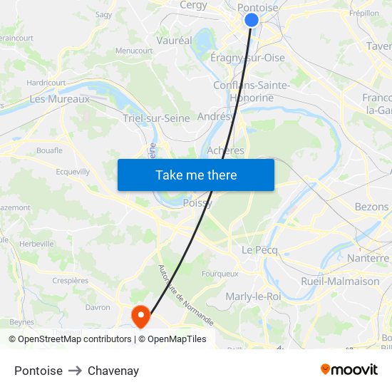 Pontoise to Chavenay map