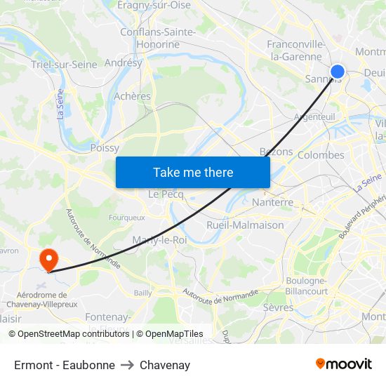 Ermont - Eaubonne to Chavenay map