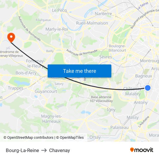 Bourg-La-Reine to Chavenay map
