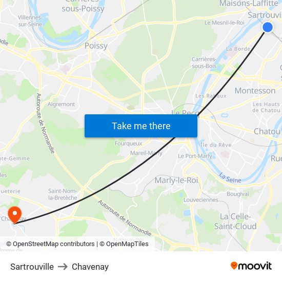 Sartrouville to Chavenay map