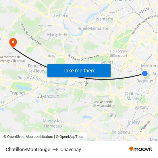 Châtillon-Montrouge to Chavenay map
