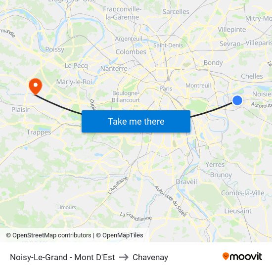 Noisy-Le-Grand - Mont D'Est to Chavenay map