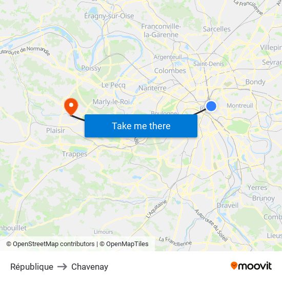 République to Chavenay map