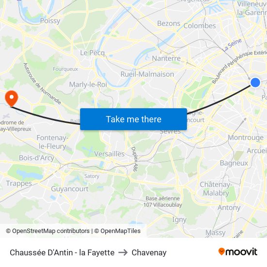 Chaussée D'Antin - la Fayette to Chavenay map