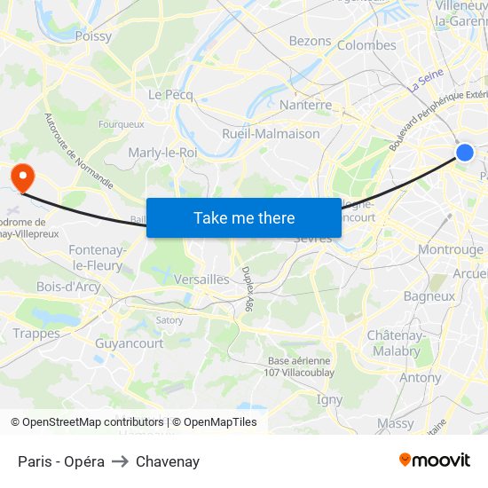 Paris - Opéra to Chavenay map