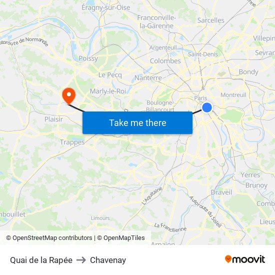 Quai de la Rapée to Chavenay map